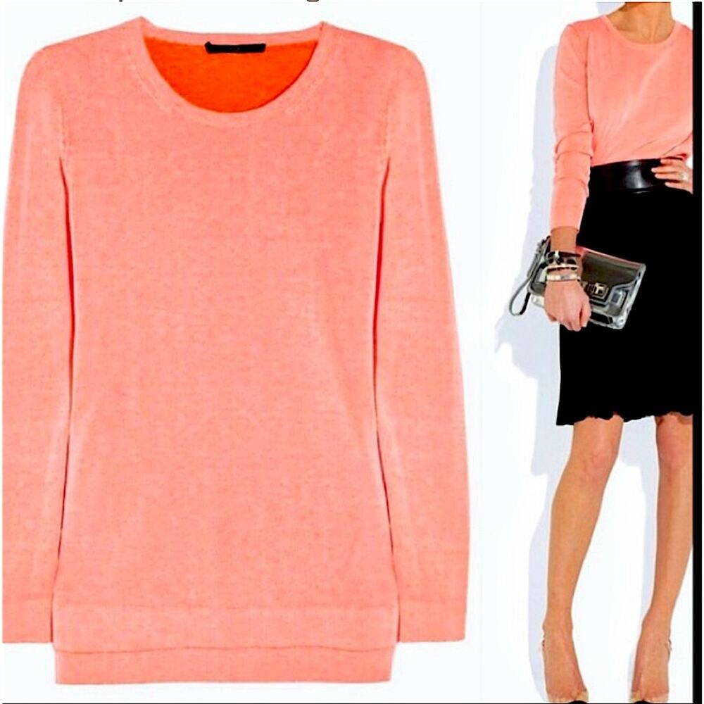 Tibi New York Knit Pullover Sweater Top Coral S